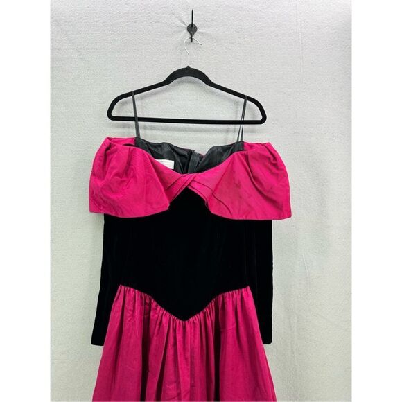Vintage 80s Scott McClintock Off Shoulder Velvet Long Sleeve Party Dress - Picture 11 of 11
